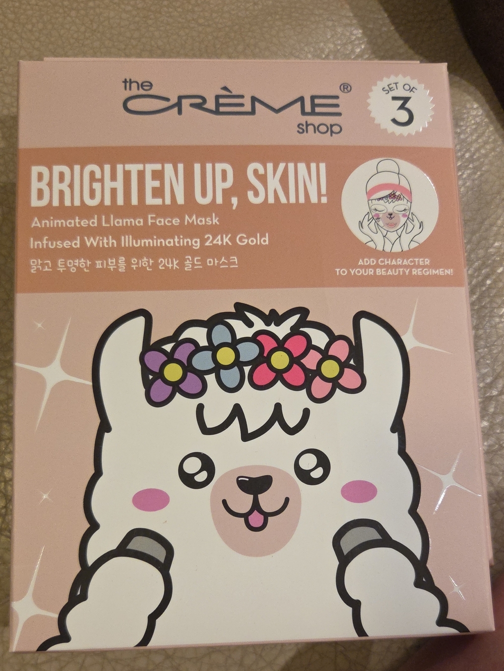1 Box Of The Crème Shop Brighten Up Skin! Llama Face Sheet Mask - NIB 3/bx